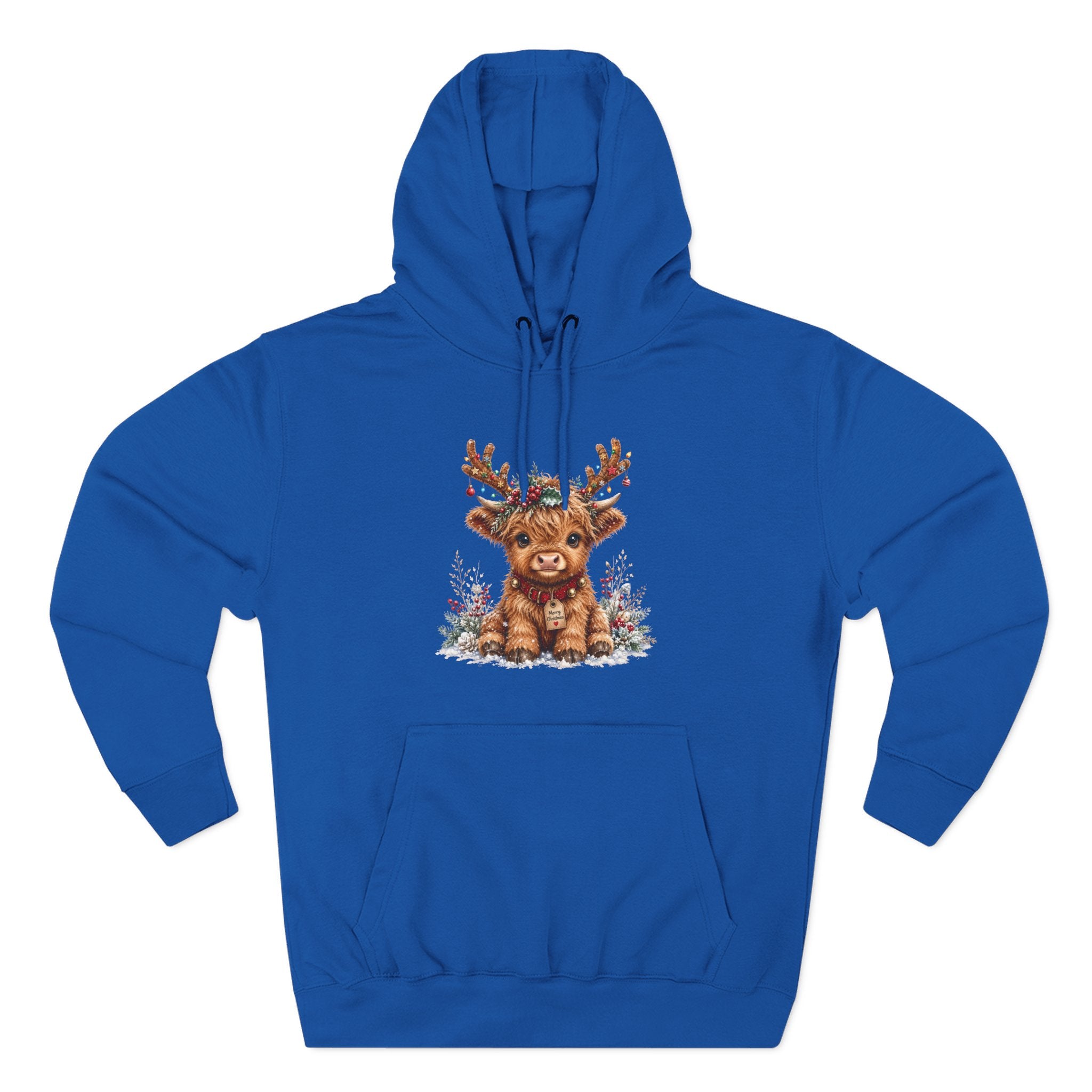 Cute Reindeer Fleece Hoodie - Christmas Woodland Holiday Sweatshirt