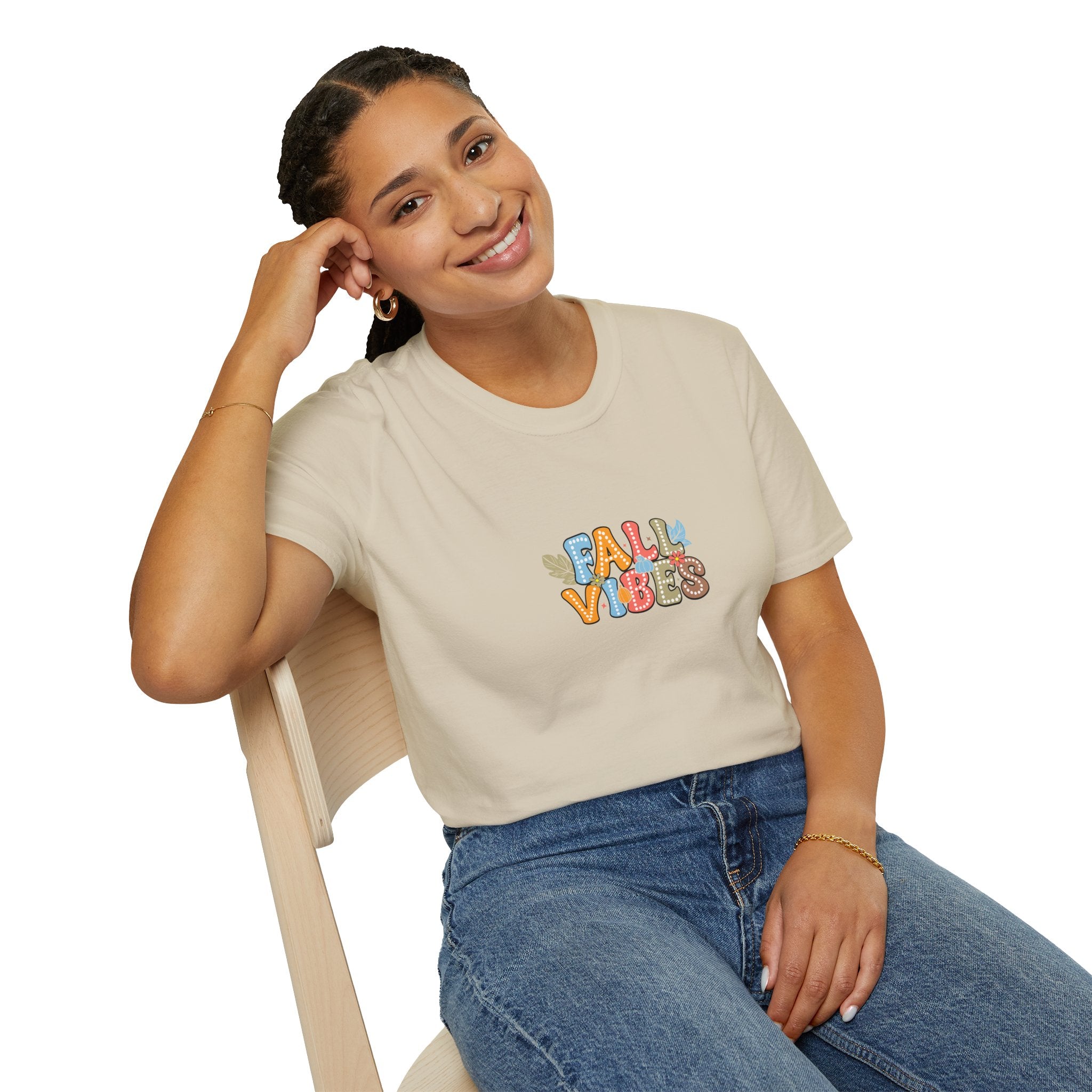 Fall Vibes Colorful Autumn T-Shirt — Cute Fall Gift for Women Graphic Tee