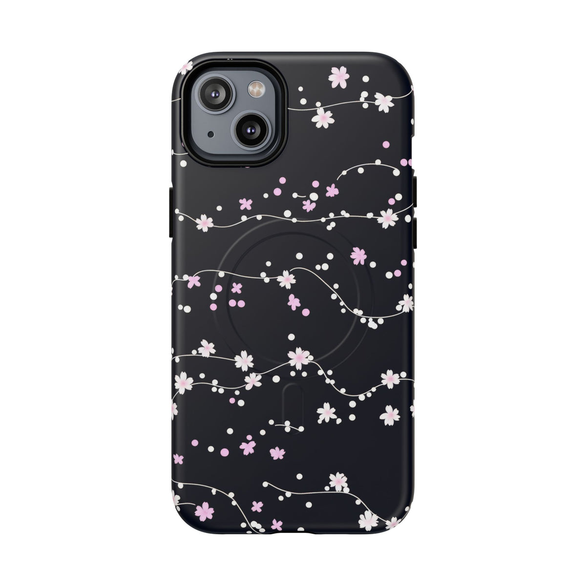 Magnetic Phone Case — Black Sakura Cherry Blossom Tough Cover