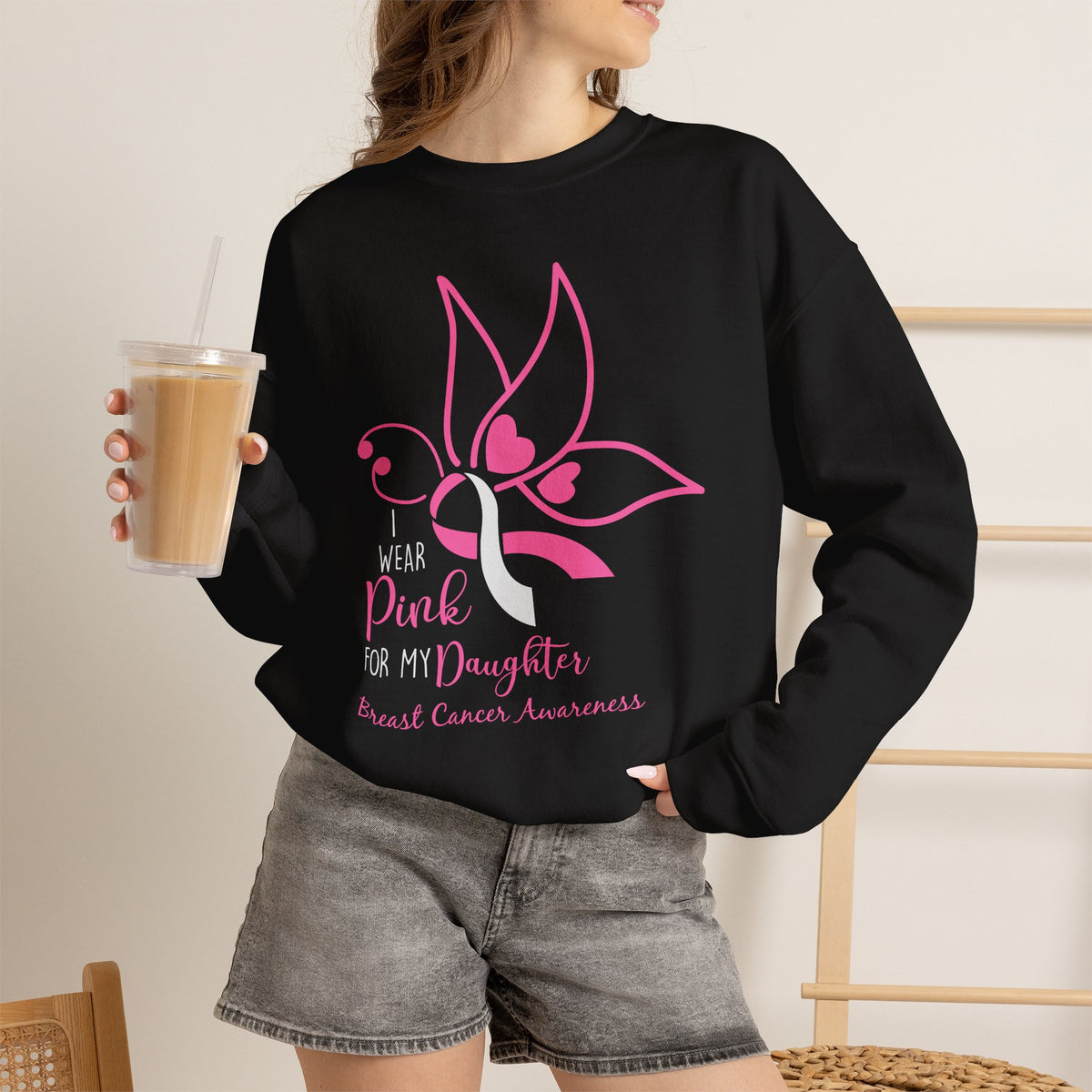 I Wear Pink for My Daughter Breast Cancer Sweatshirt