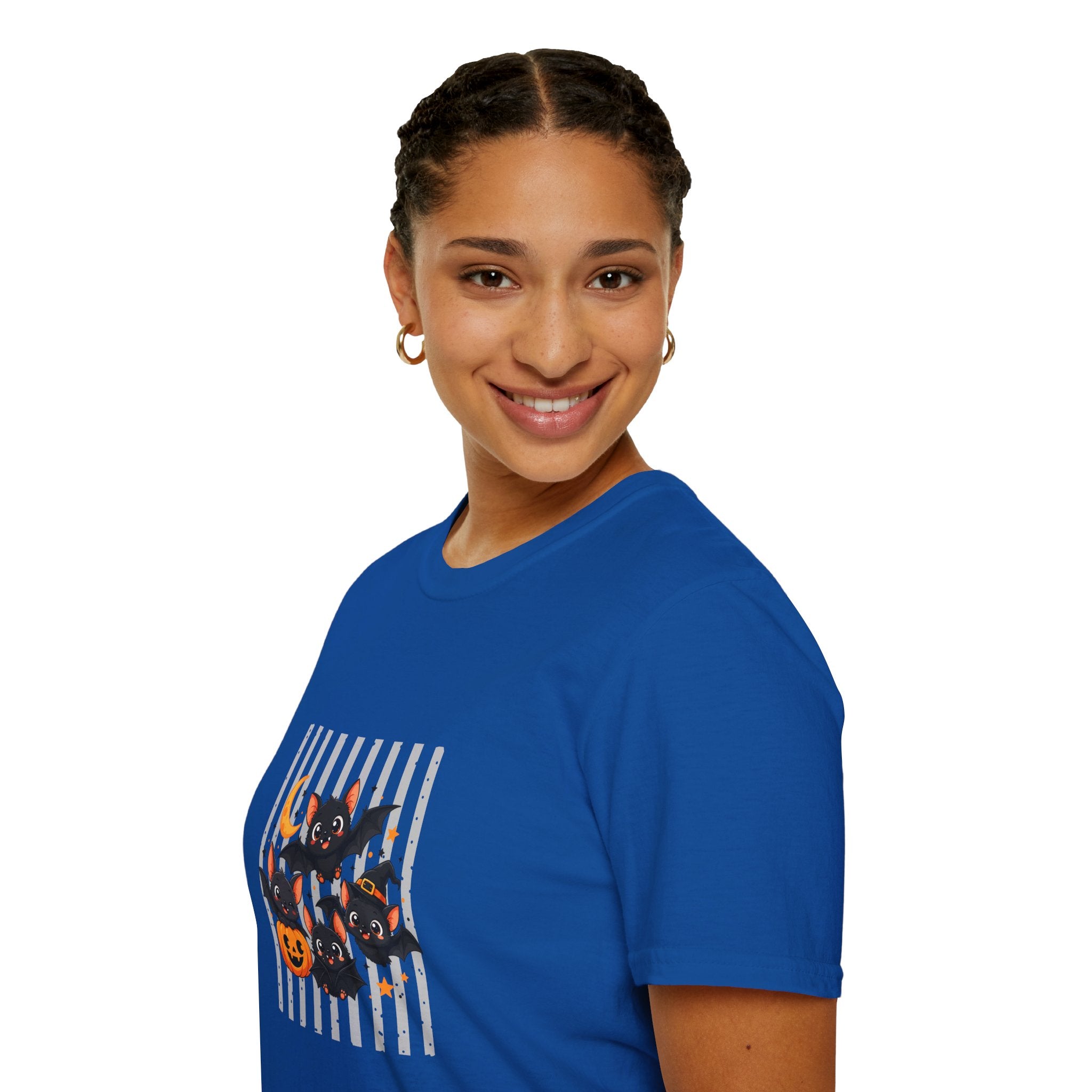 Halloween Bats Pumpkin Moon T-Shirt — Cute Spooky Gift for Women Graphic Tee