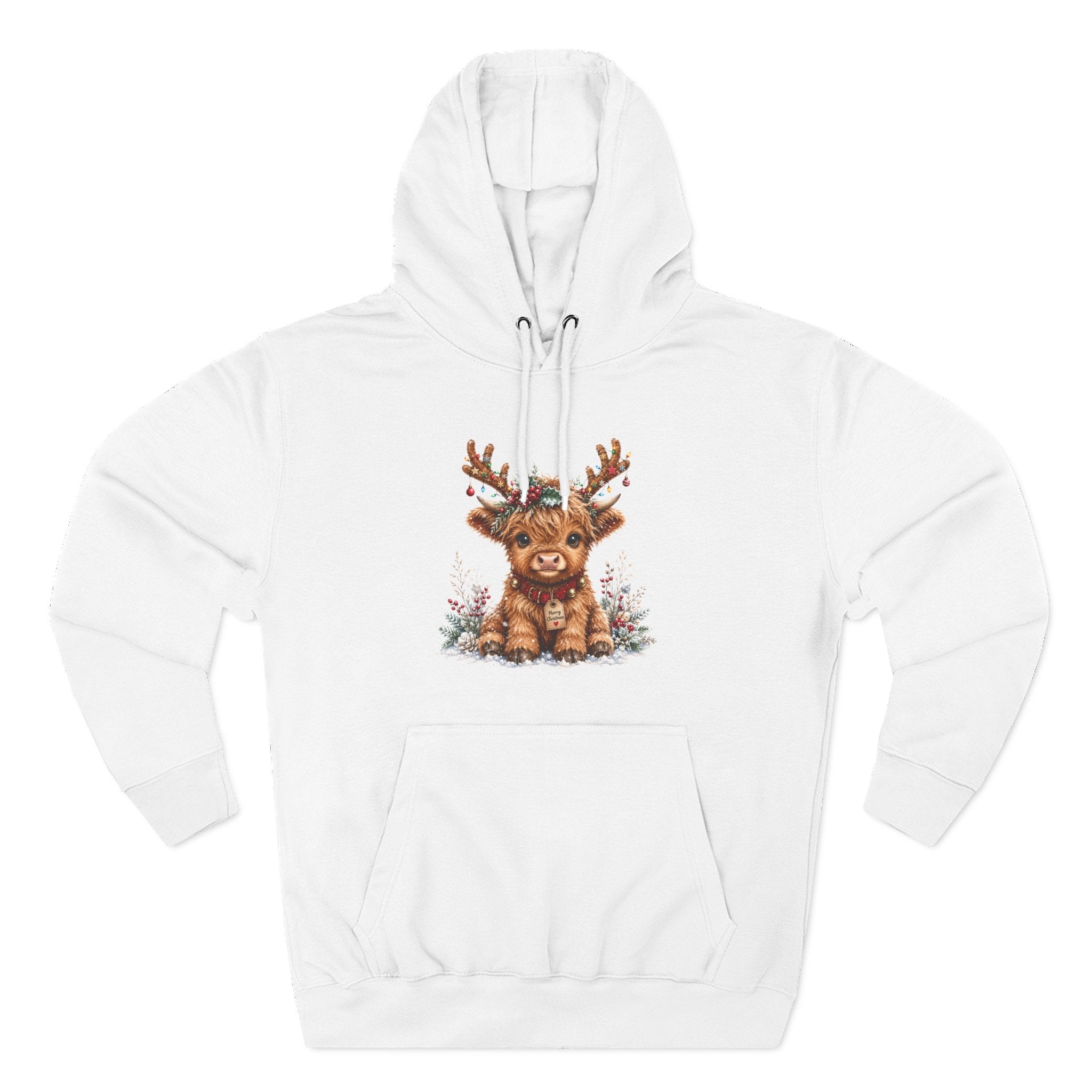 Cute Reindeer Fleece Hoodie - Christmas Woodland Holiday Sweatshirt