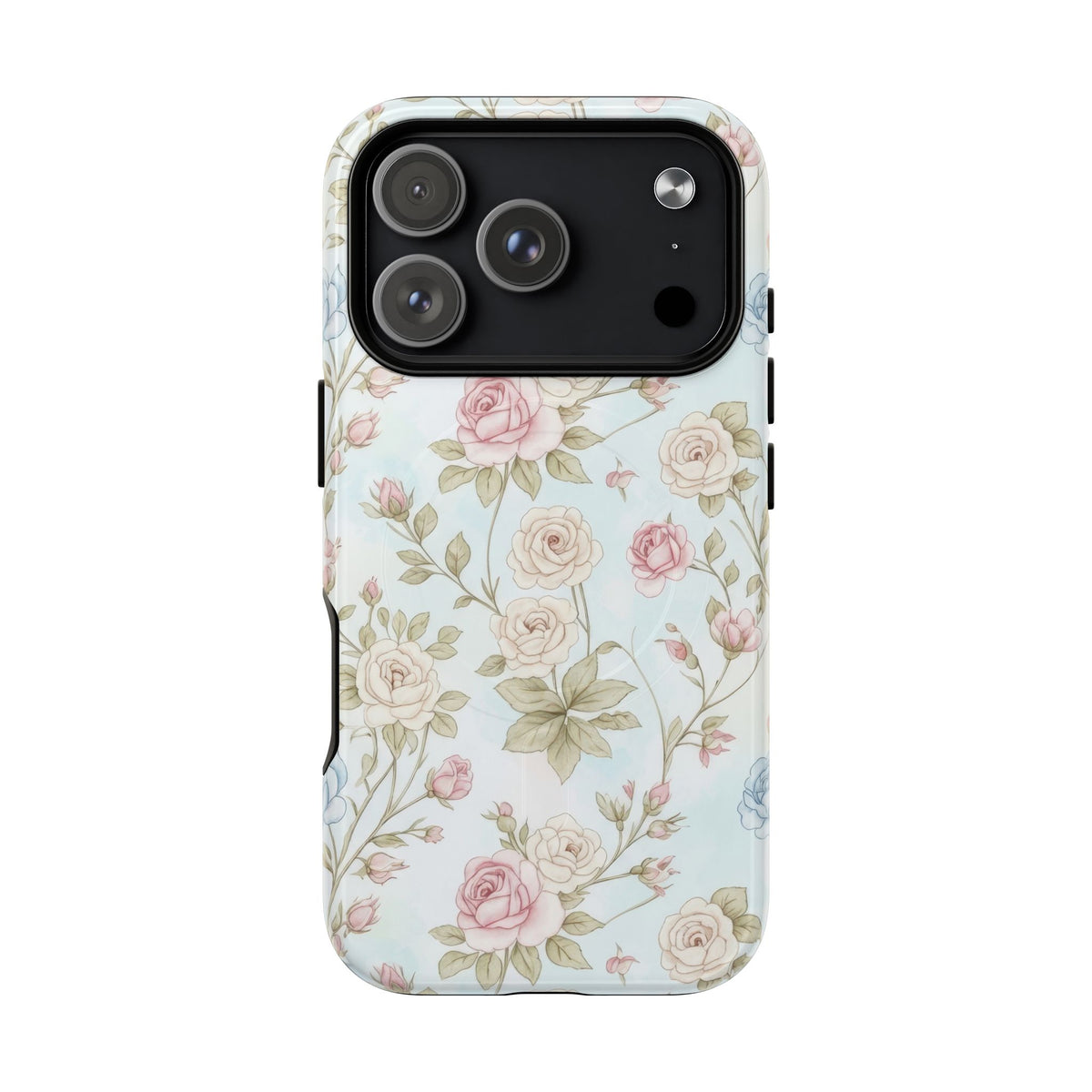 Vintage Floral Rose Magnetic iPhone Case — MagSafe Tough Protective Cover