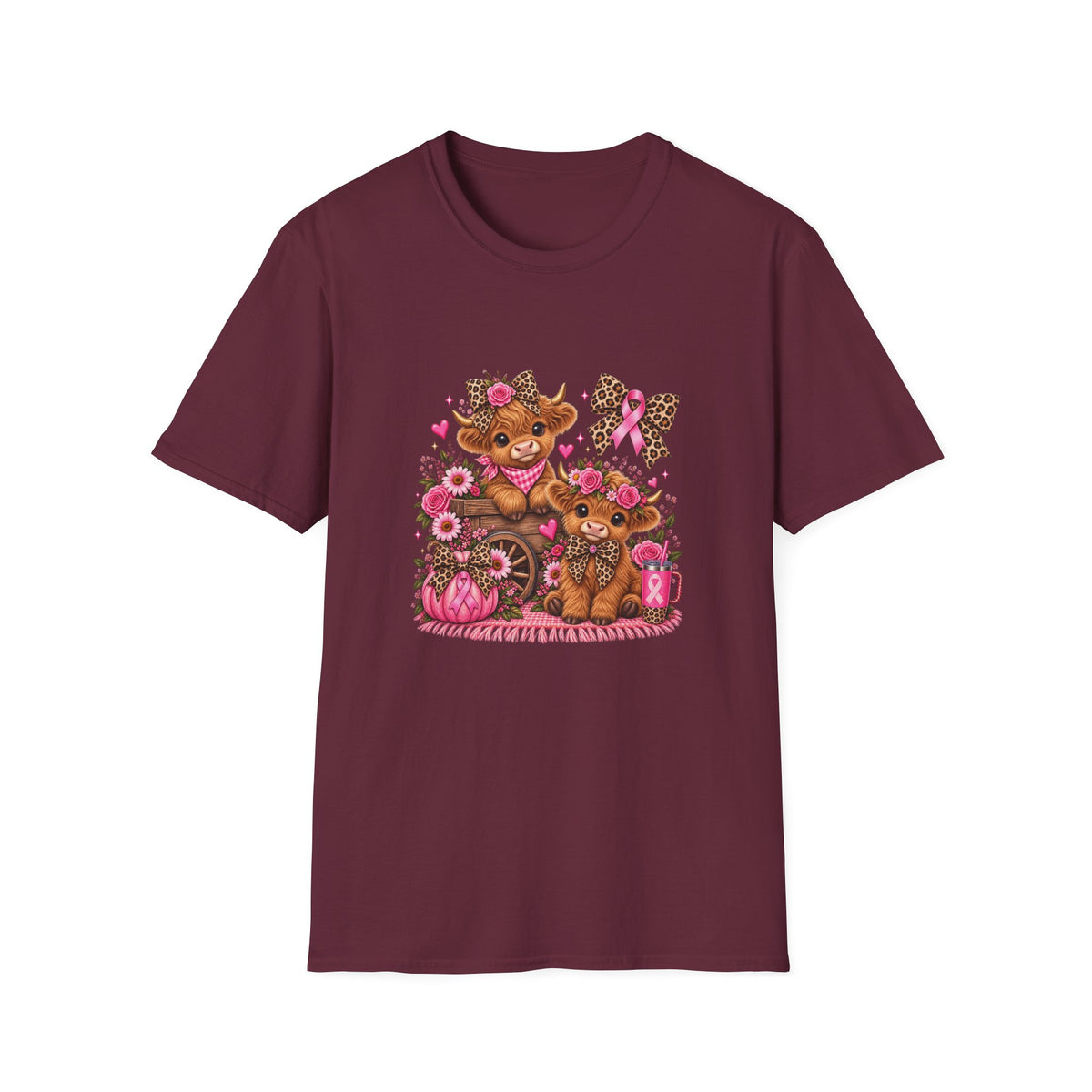 Breast Cancer Awareness Highland Cow T-Shirt