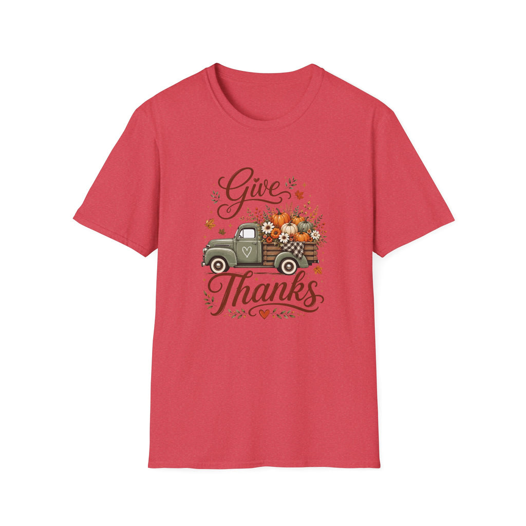 Give Thanks Fall Truck T-Shirt — Pumpkin Harvest Autumn Tee