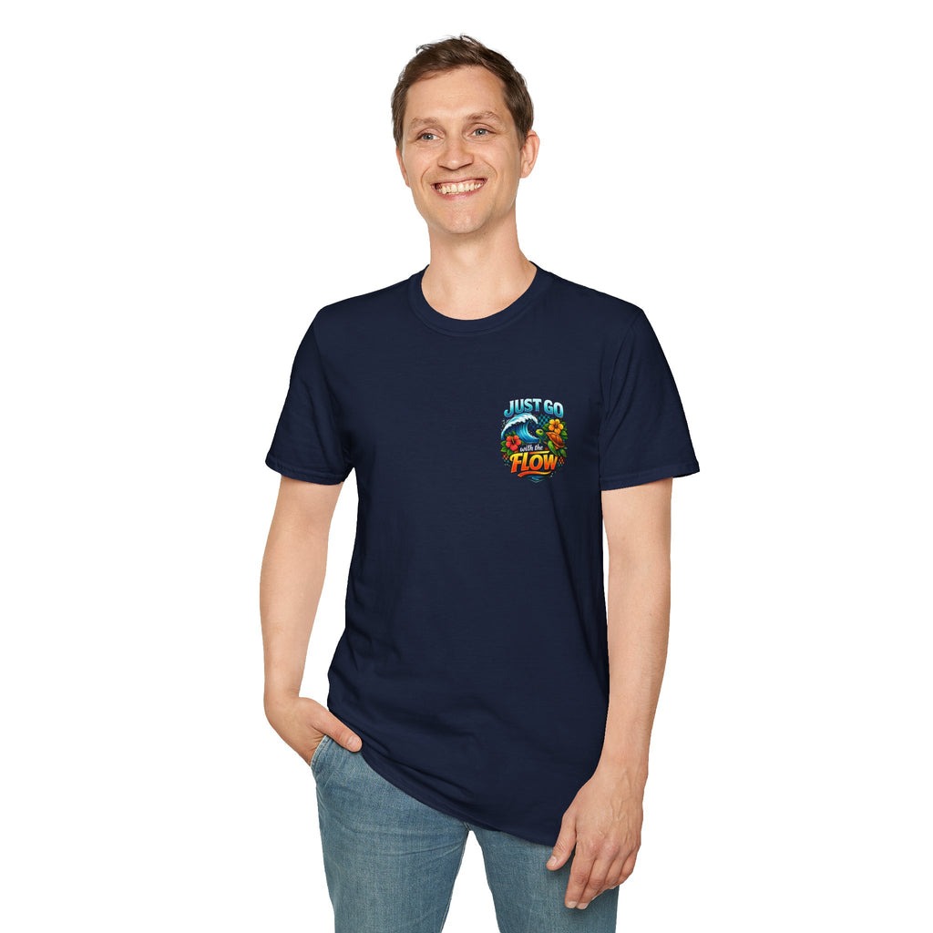 Go With the Flow Sea Turtle T-Shirt — Cute Beach Gift for Women Ocean Floral Tee